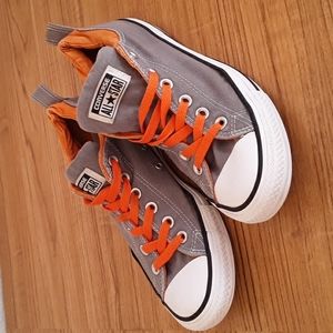 Converse orange and grey low top mens 7 women's 9